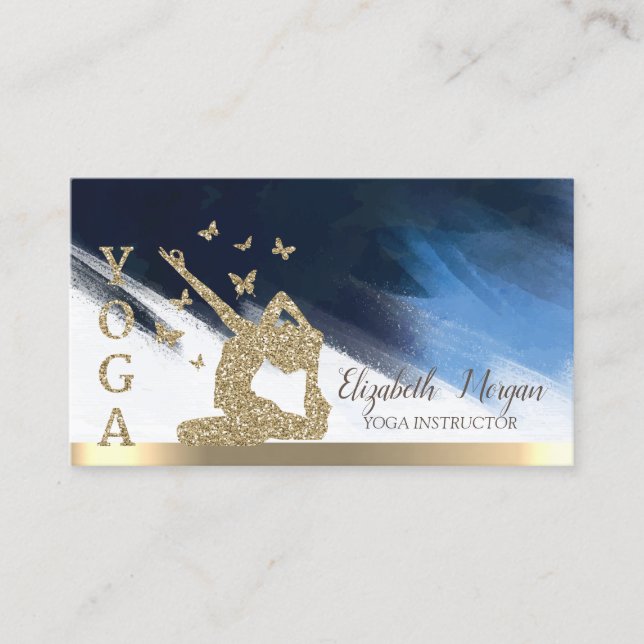 Carte De Visite Parties scintillant d'or femmes Silhouette, Yoga B (Devant)