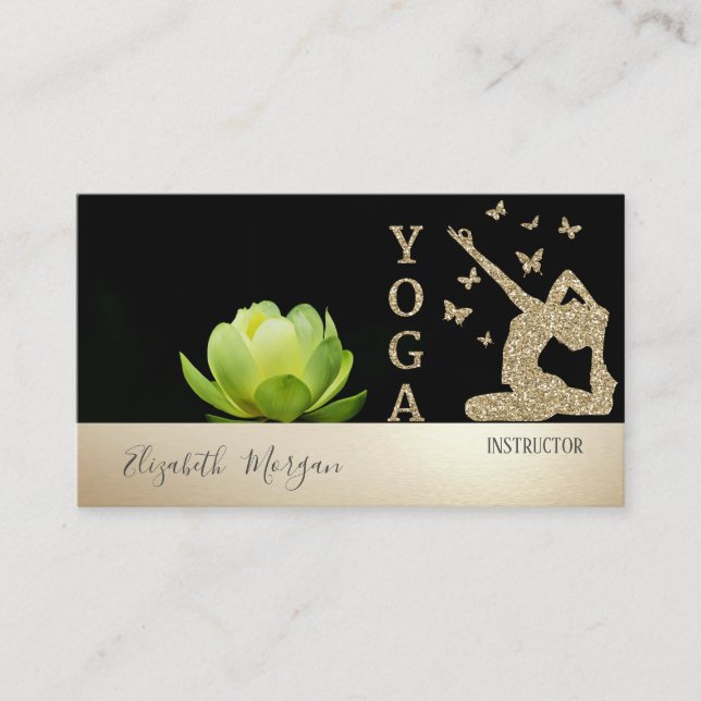 Carte De Visite Parties scintillant d'or fille Silhouette Green Lo (Devant)