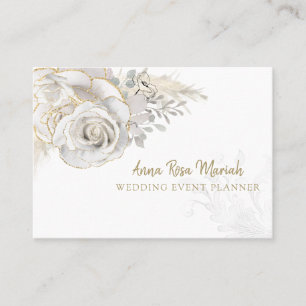 Carte De Visite *~* Parties scintillant d'or Floral Rose blanche 