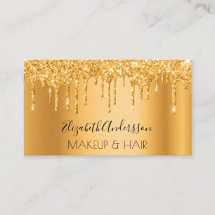 Carte De Visite Parties scintillant d'or goutte cheveux de maquill