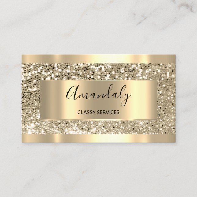 Carte De Visite Parties scintillant d'or Holographe de maquillage  (Devant)