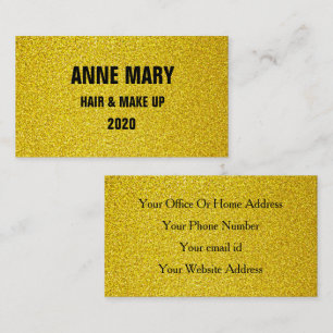 Carte De Visite Parties scintillant d'or Jaune cheveux Noir et maq