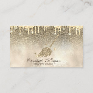 Carte De Visite Parties scintillant d'or Maison de nettoyage domes