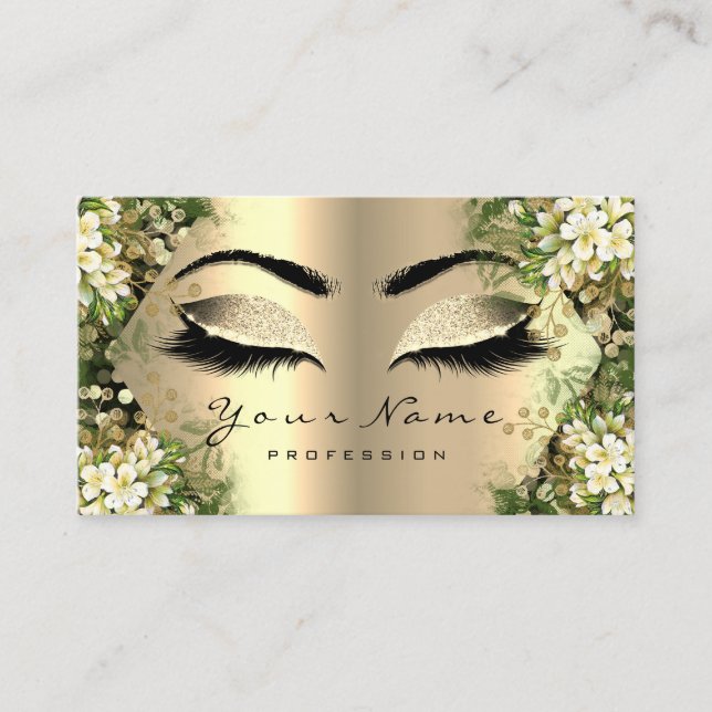Carte De Visite Parties scintillant d'or maquillage Artiste Lashes (Devant)