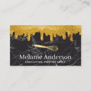 Carte De Visite Parties scintillant d'or   Marbre noir   Whisk