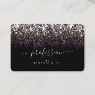 Carte De Visite Parties scintillant d'or noir brillant professionn