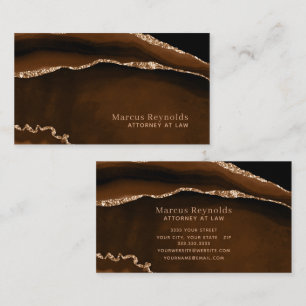Carte De Visite Parties scintillant d'or pierre Brown en marbre