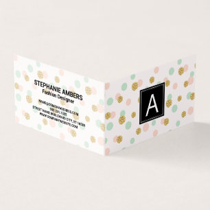 Carte De Visite Parties scintillant d'or Retro Polka Motifs
