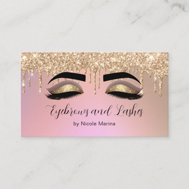 Carte De Visite Parties scintillant d'or rose Faux de luxe sourcil (Devant)