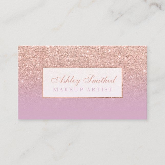 Carte De Visite parties scintillant d'or rose moderne lavande rose (Devant)