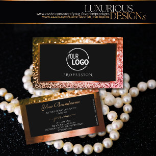 Carte De Visite Parties scintillant d'or Rose noir luxueuse avec l
