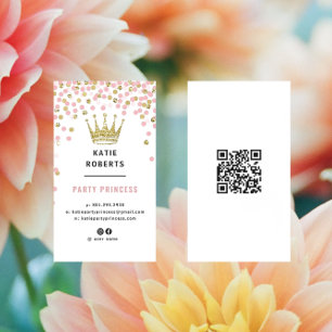 Carte De Visite Parties scintillant d'or Tiara Dots roses Chic Par