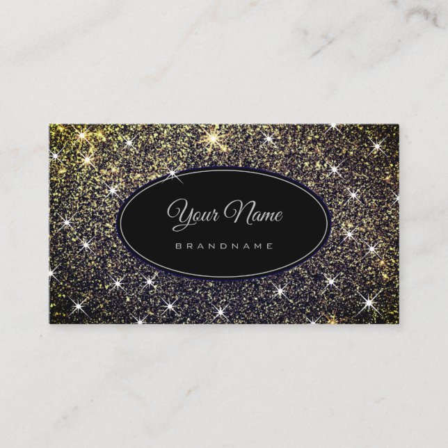 Carte De Visite Parties scintillant Dorée Glam Lumineuses Élégante (Devant)