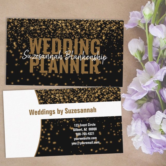 Carte De Visite Parties scintillant dorée professionnelle Noir per (Créateur téléchargé)