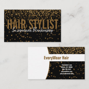 Carte De Visite Parties scintillant dorée sur Black Custom