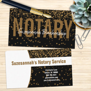 Carte De Visite Parties scintillant dorée sur Noir Noir Personnali