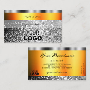 Carte De Visite Parties scintillant éclatante en argent orange ave