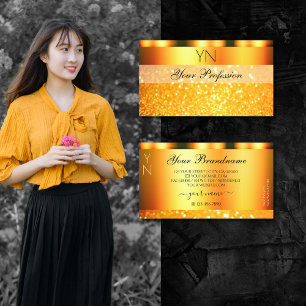 Carte De Visite Parties scintillant éclatante orange glamour Monog