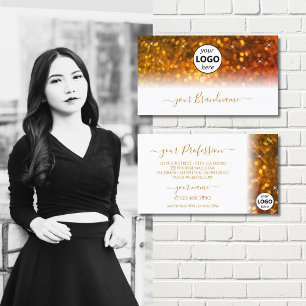 Carte De Visite Parties scintillant élégante blanche orange avec l
