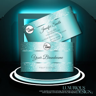 Carte De Visite Parties scintillant élégante Initiales et logo Tur