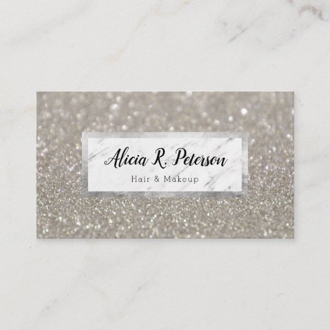 Carte De Visite Parties scintillant en argent Maquillage Artiste C (Devant)