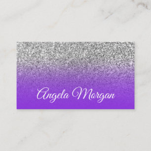 Carte De Visite Parties scintillant en argent violet bleu violet v