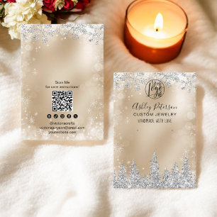 Carte De Visite Parties scintillant en or argenté logo bijouterie