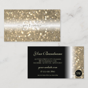 Carte De Visite Parties scintillant en or clair brillant noir avec