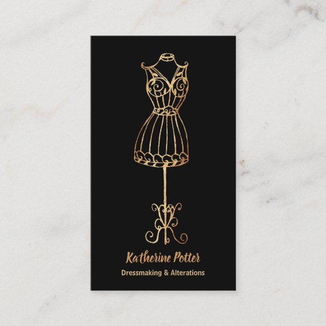 Carte De Visite Parties scintillant en or de Seamstress (Devant)