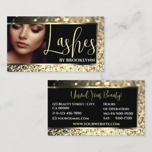 Carte De Visite Parties scintillant en or étincelant Lashes Photo 