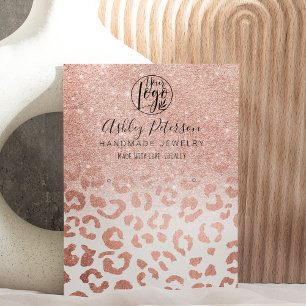 Carte De Visite Parties scintillant en or Leopard rose logo bijou