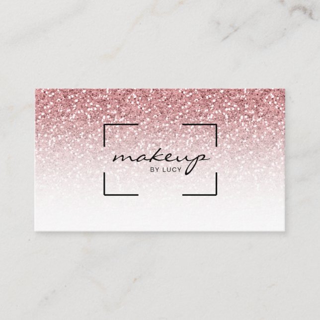 Carte De Visite Parties scintillant en or Rose Makeup Beauty Salon (Devant)
