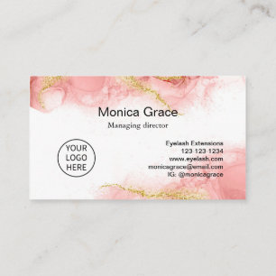 Carte De Visite Parties scintillant en or rose vierge Logo personn