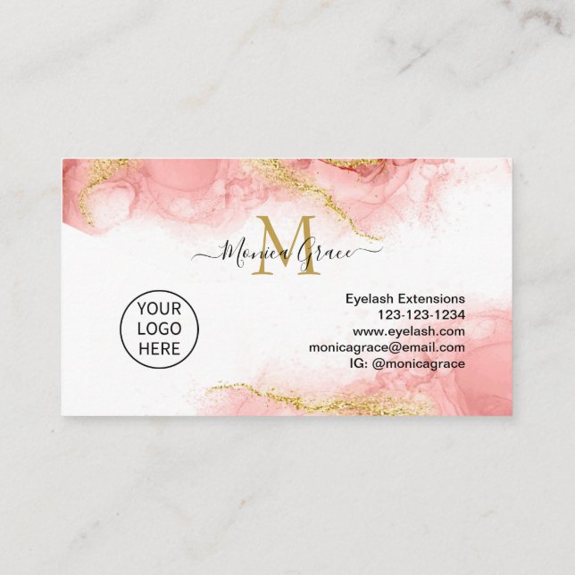 Carte De Visite Parties scintillant en or rose vierge Logo personn (Dos)