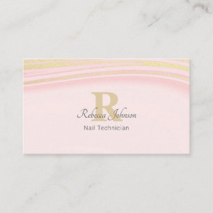 Carte De Visite Parties scintillant en or rose vif Monogramme Girl
