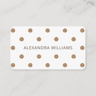 Carte De Visite Parties scintillant en or simple Pois Motif blanc