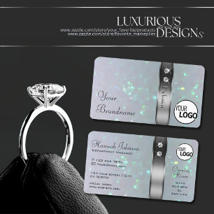 Carte De Visite Parties scintillant en perle bleu clair en argent