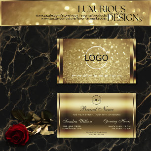 Carte De Visite Parties scintillant et logo Elegance Golden Shimme