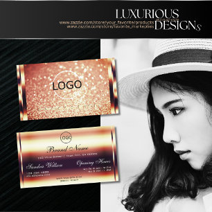 Carte De Visite Parties scintillant et logo Shimmery Rose Gold Spa