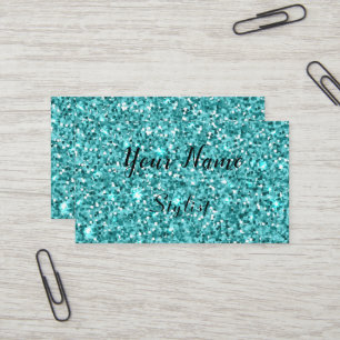 Carte De Visite Parties scintillant Faux Bleu clair