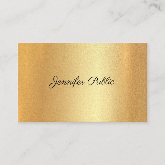 Carte De Visite Parties scintillant Faux Gold Calligraphie manuscr (Devant)