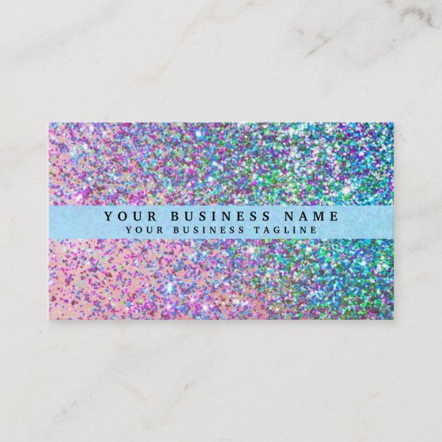 Carte De Visite Parties scintillant Faux Iridescente (Devant)