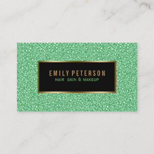 Carte De Visite Parties scintillant Faux Verte Aux Accents Noir Et