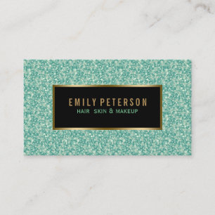 Carte De Visite Parties scintillant Fax Vert Avec Accents Noir Et 