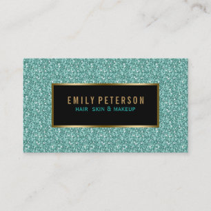 Carte De Visite Parties scintillant Fax Vert Bleu Avec Accents Noi