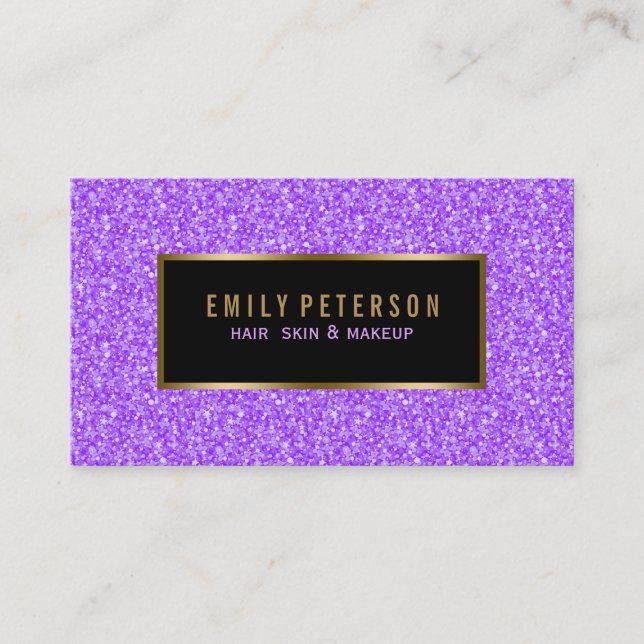 Carte De Visite Parties scintillant Fax Violet Avec Accents Noir E (Devant)