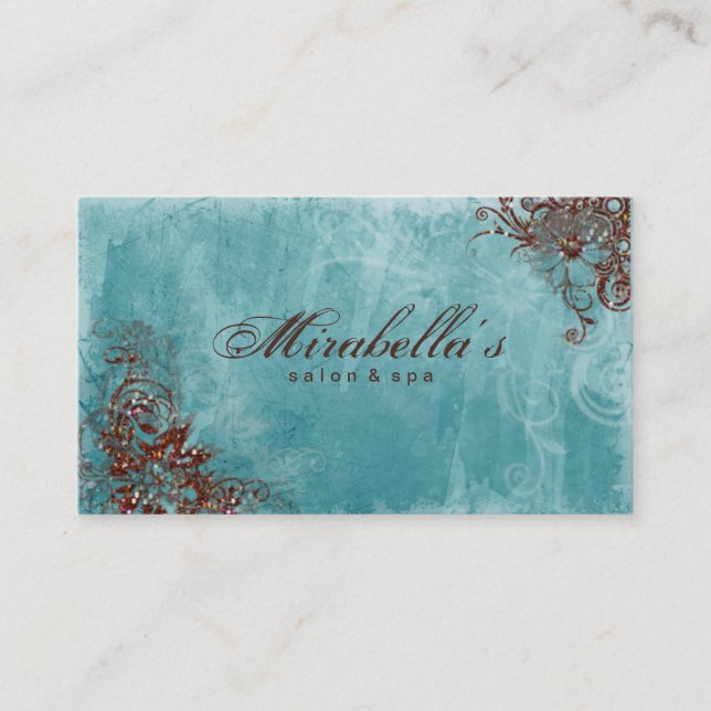 Carte De Visite Parties scintillant Floral Salon Spa Grunge Sparkl (Devant)