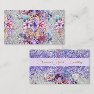 Carte De Visite Parties scintillant florale brillante féminine
