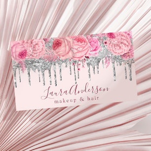 Carte De Visite Parties scintillant florale rose élégant gouttes m