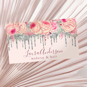 Carte De Visite Parties scintillant florale rose élégant gouttes m